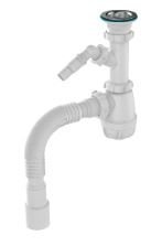 Сифон для кухни AQUANT 1 1/2"х40 с мет.решеткой с отводом с/м c г.т. 40х40/53