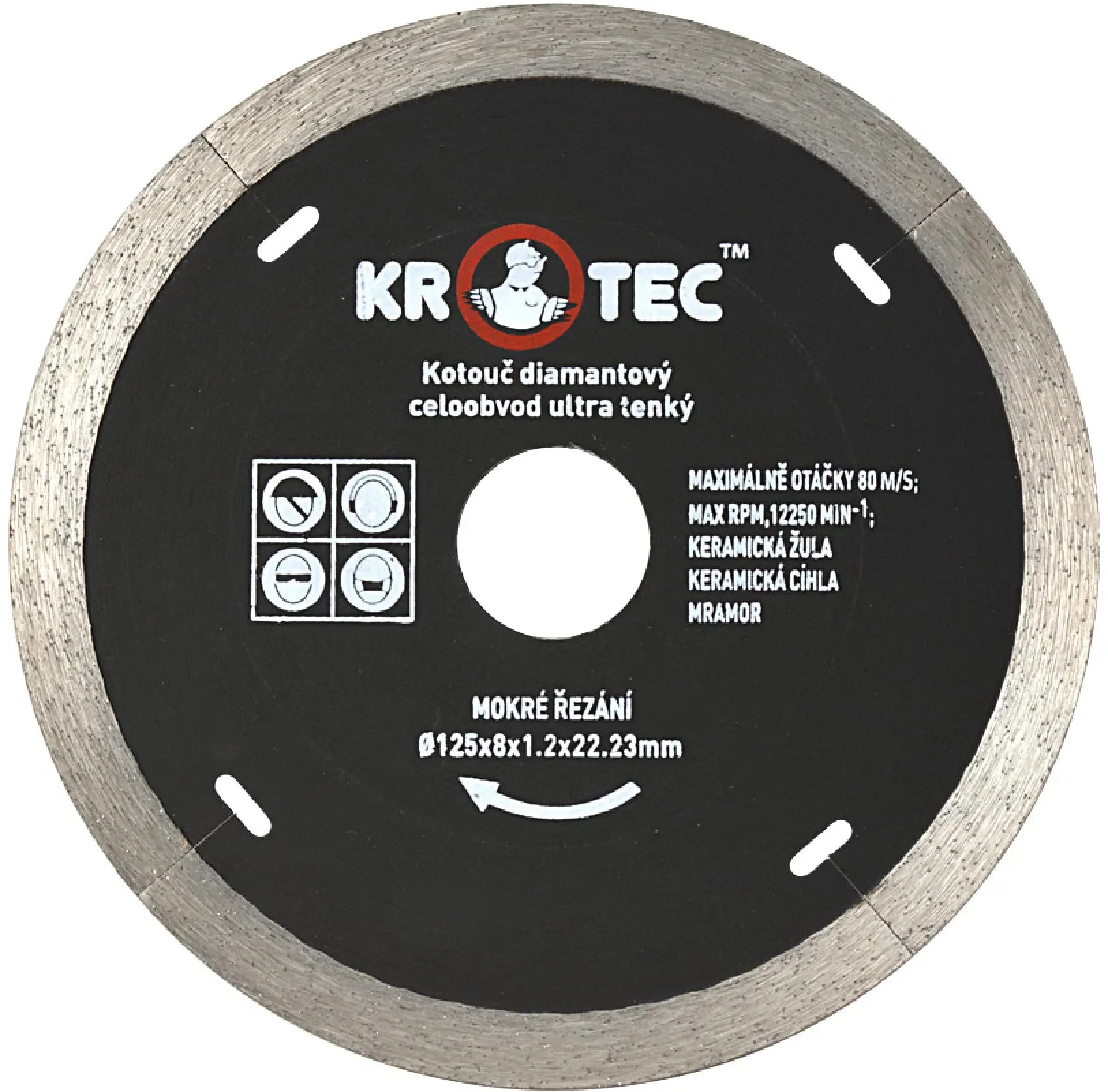 Диск алмазный сплошной 125х8,0x22,2 ультратонкий (h=1,2) KROTEC