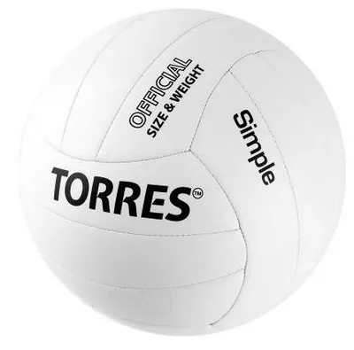 Мяч волейбольный TORRES Simple р.5, мягкая синт.кожа,машинная сшивка, бутиловая камера