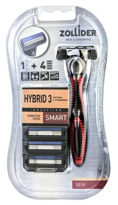 Станок бритвенный ZOLLIDER Hybrid 3 SMART с 4 сменными кассетами 3 лезвия 