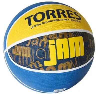 Мяч баскетбольный TORRES Jam р.7, износостойкая резина, бутиловая камера