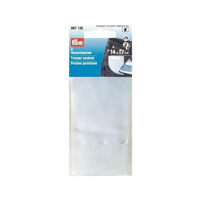 Карманы для брюк PRYM 14 x 17 cm хлопок белый  2шт