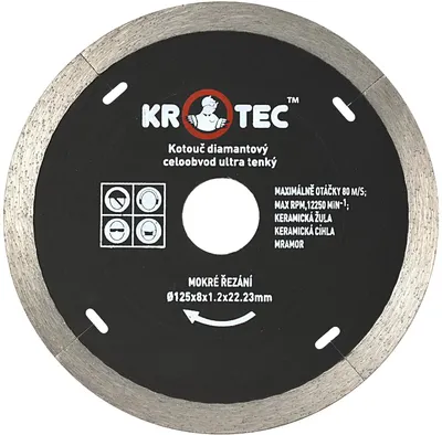 Диск алмазный сплошной 125х8,0x22,2 ультратонкий (h=1,2) KROTEC